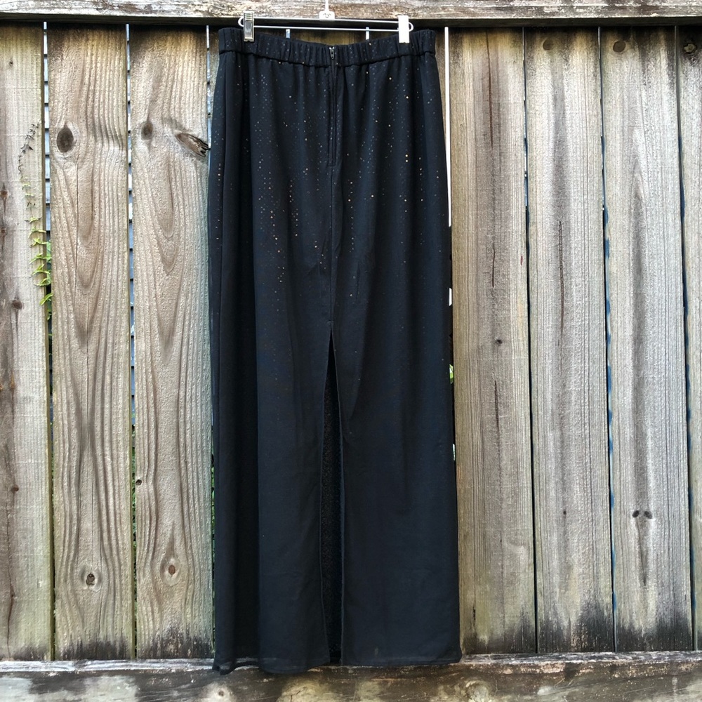 Vintage Onyx Nite by Wendye Chaitin Sparkle Maxi Skirt Size 10 Back Slit Formal - Picture 7 of 13